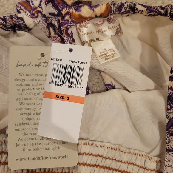 NWT Band Of The Free Purple Paisley Print Oversized Tiered Maxi Dress Size Small - Picture 8 of 9